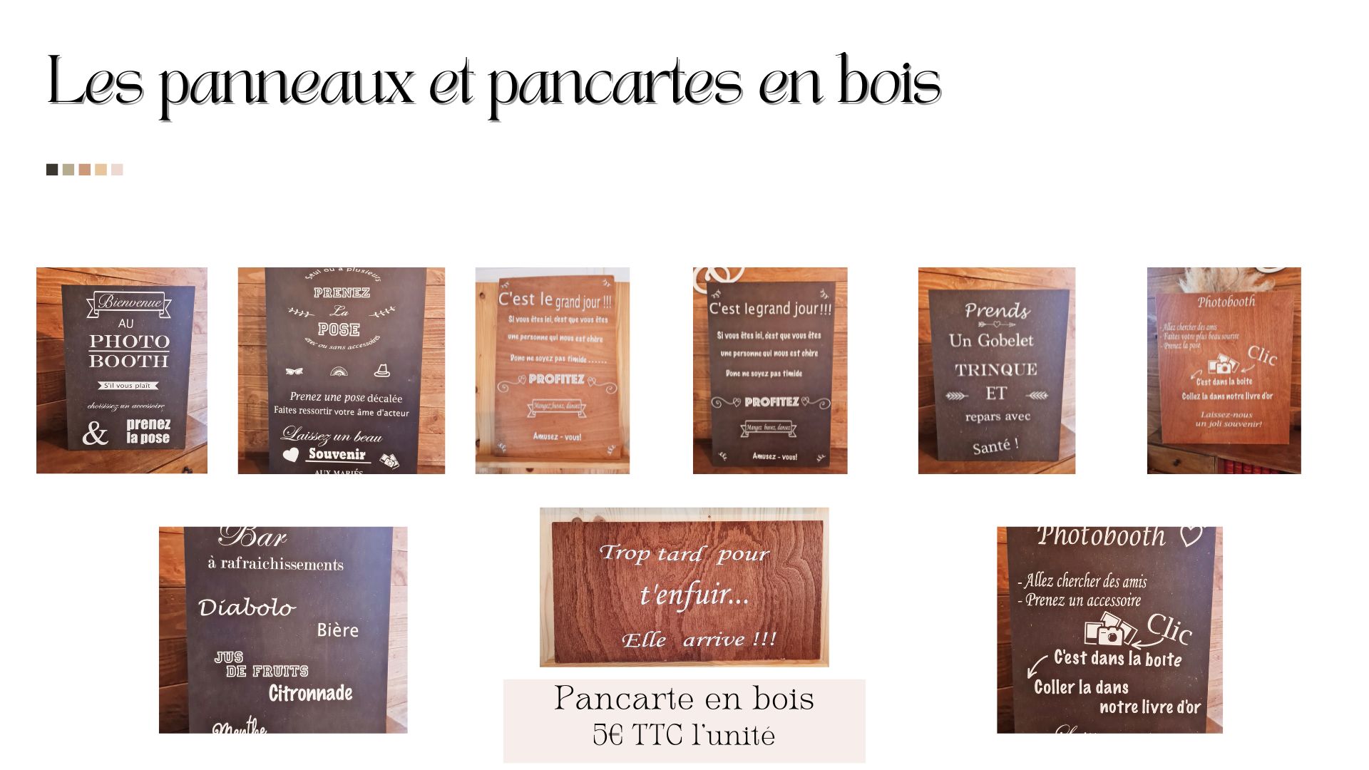 Pancartes en bois location décoratrice de mariage