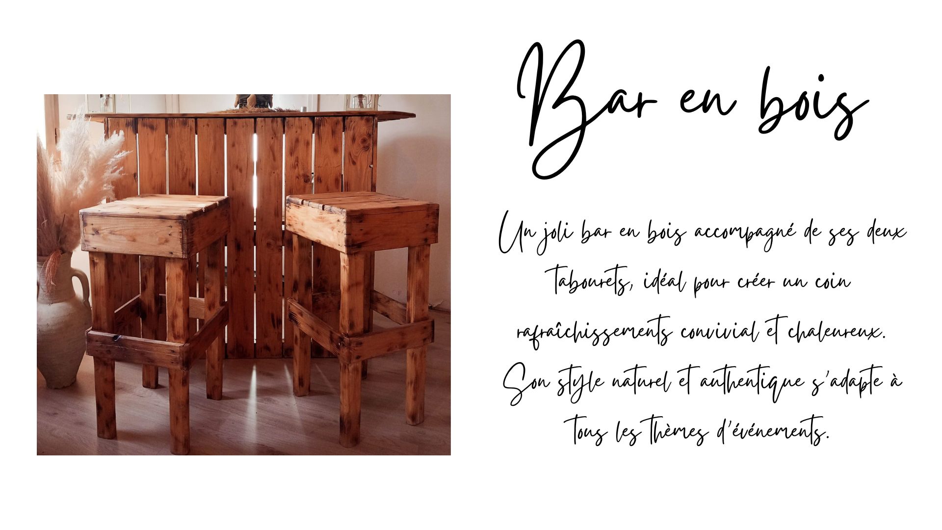 Bar en bois en location Tiana Events