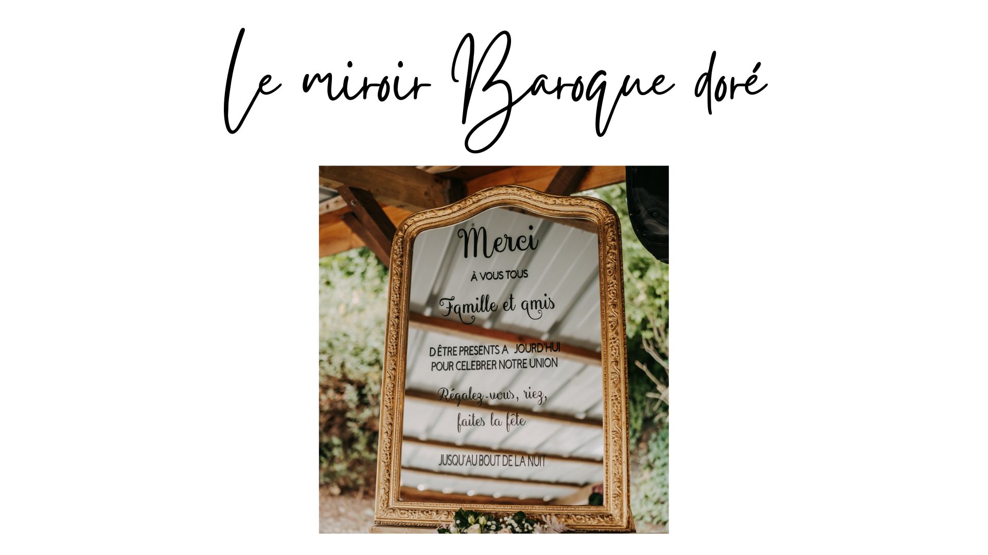 Miroir baroque doré en location Tiana Events