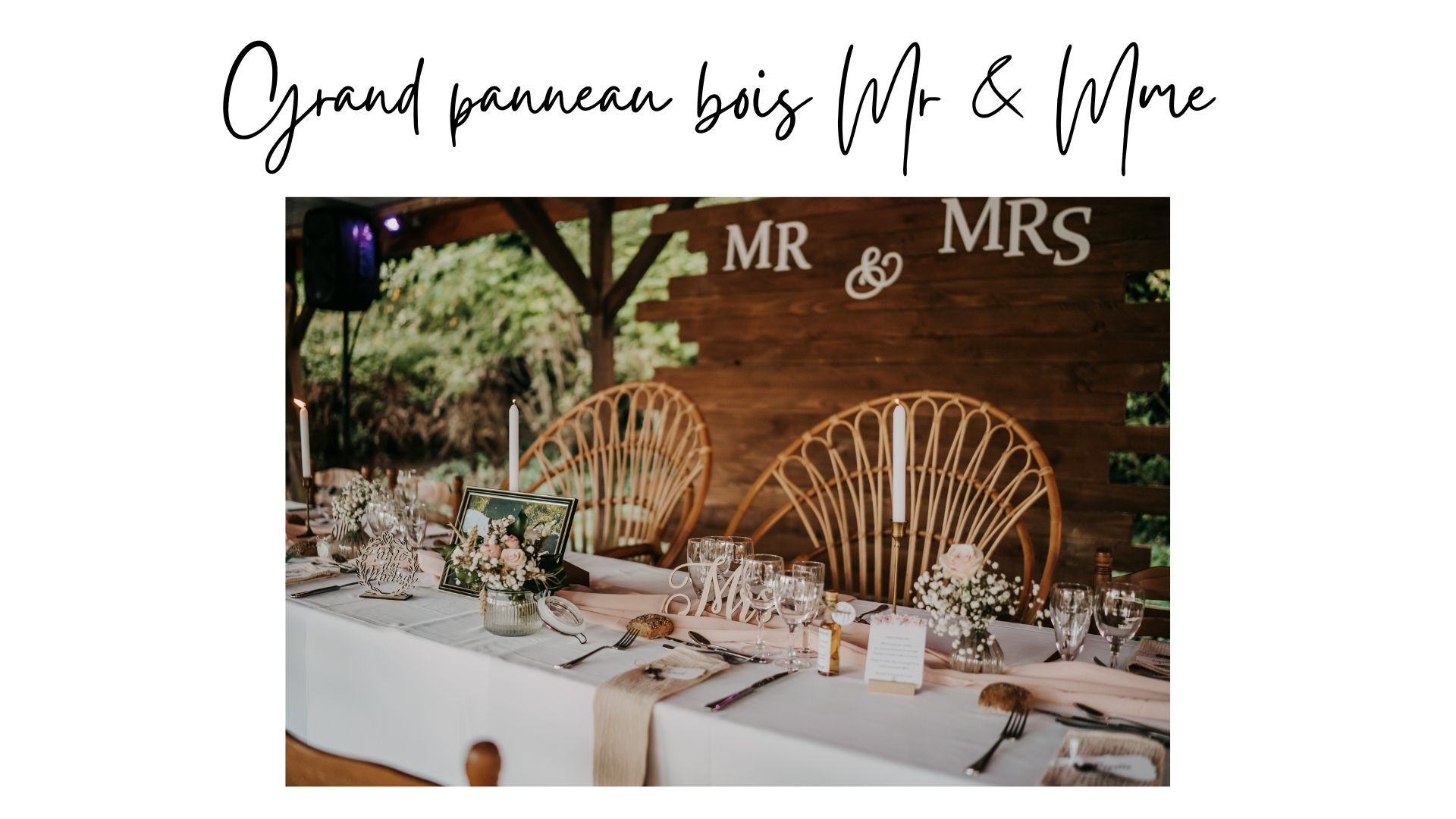 grand panneau en bois MR & MME