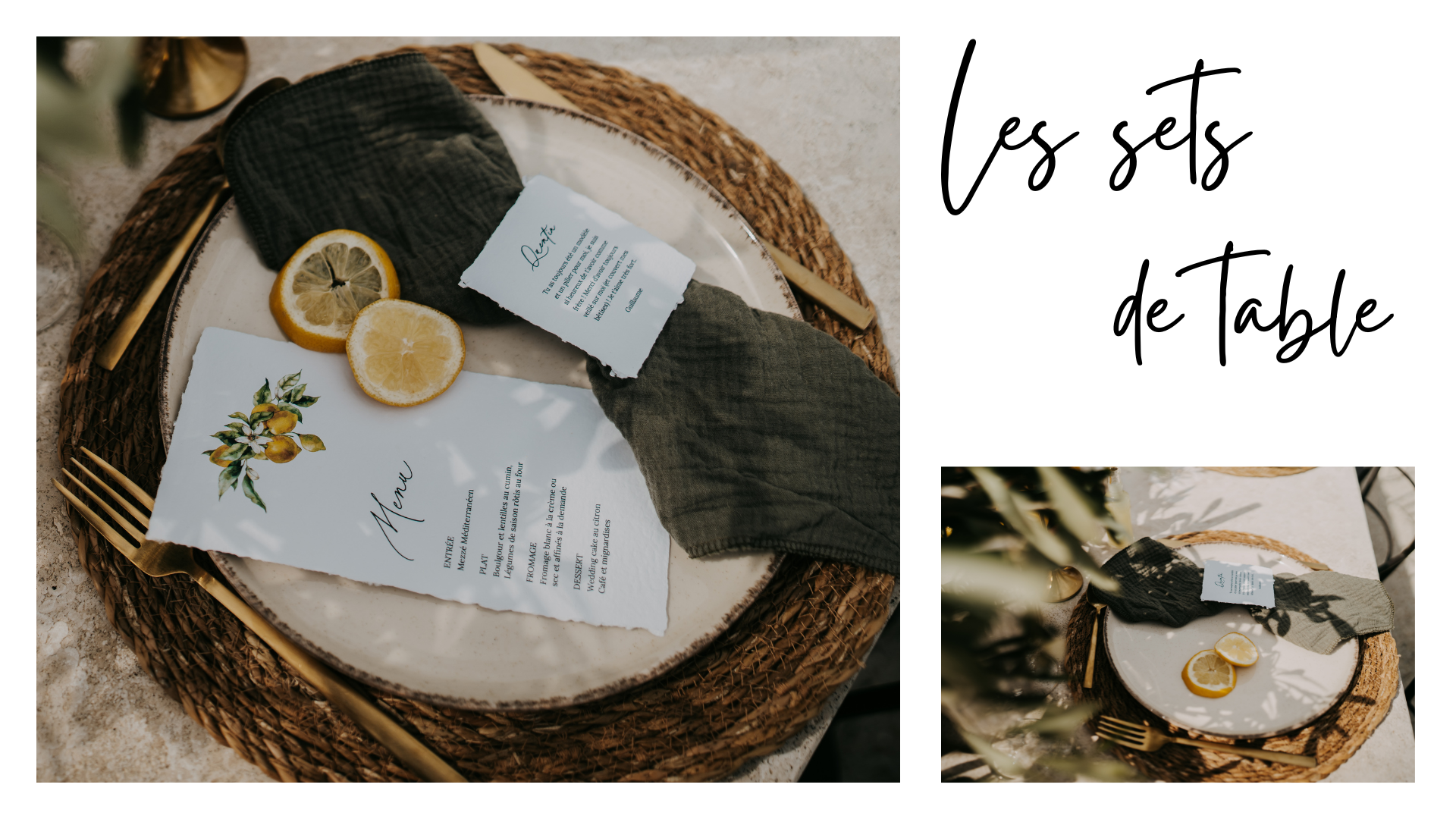 Set de table en rotin en location Tiana Events