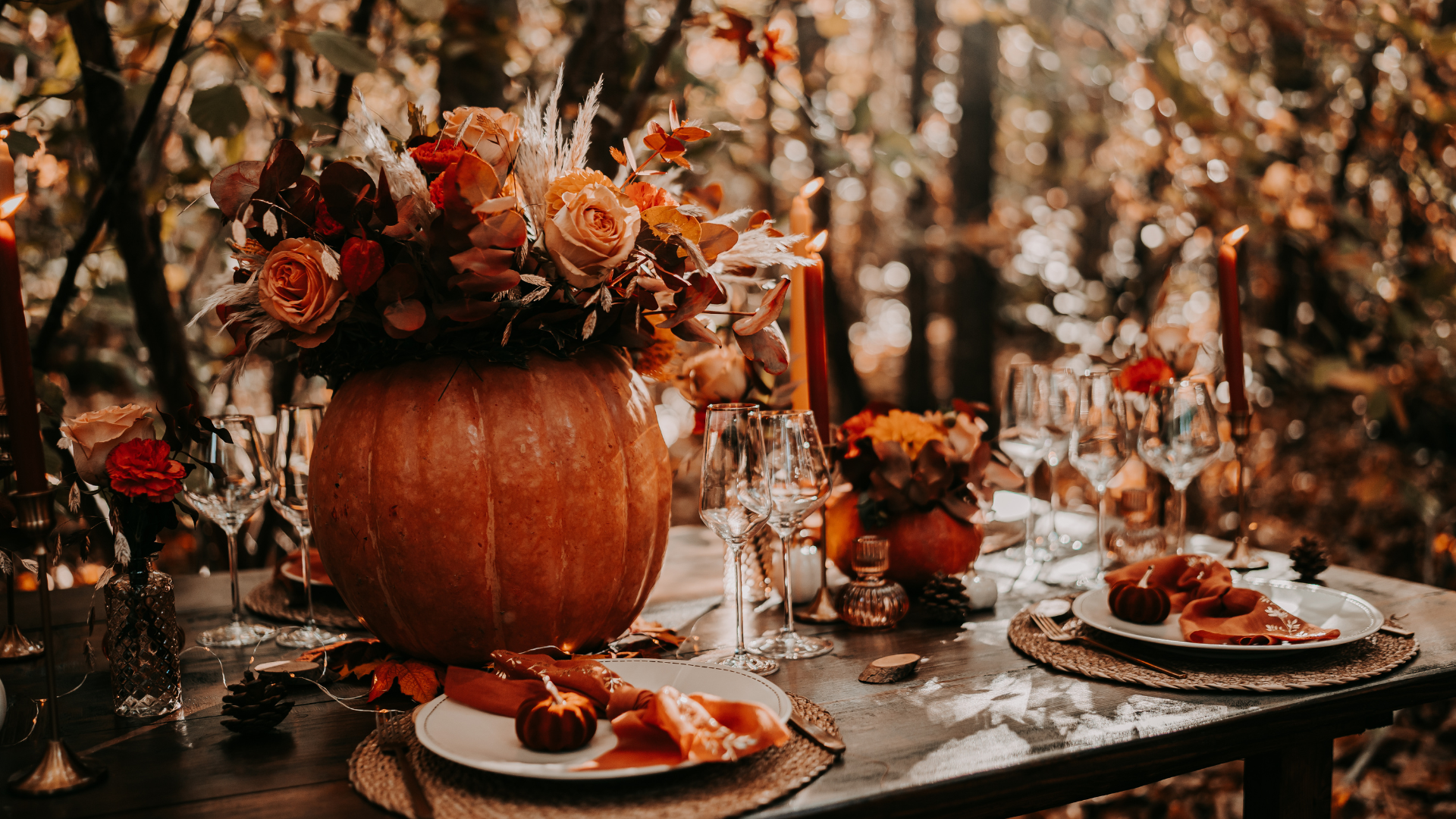 décoration table citrouille tiana events