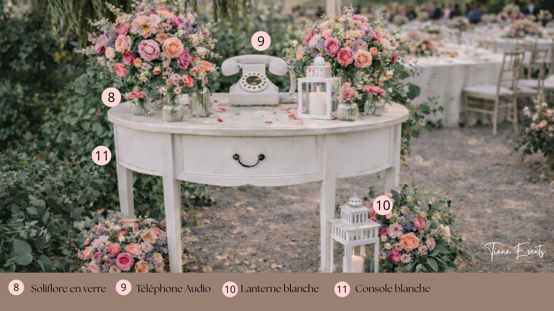 Console blanche & téléphone audio mariage