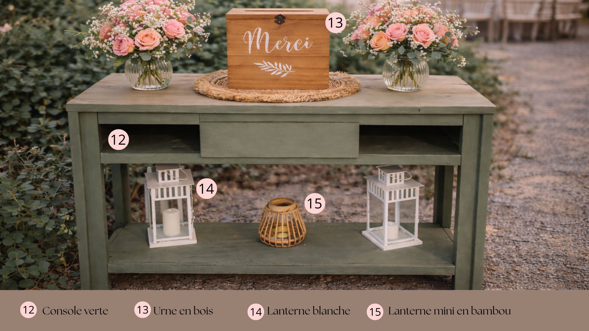 Console verte sauge mariage