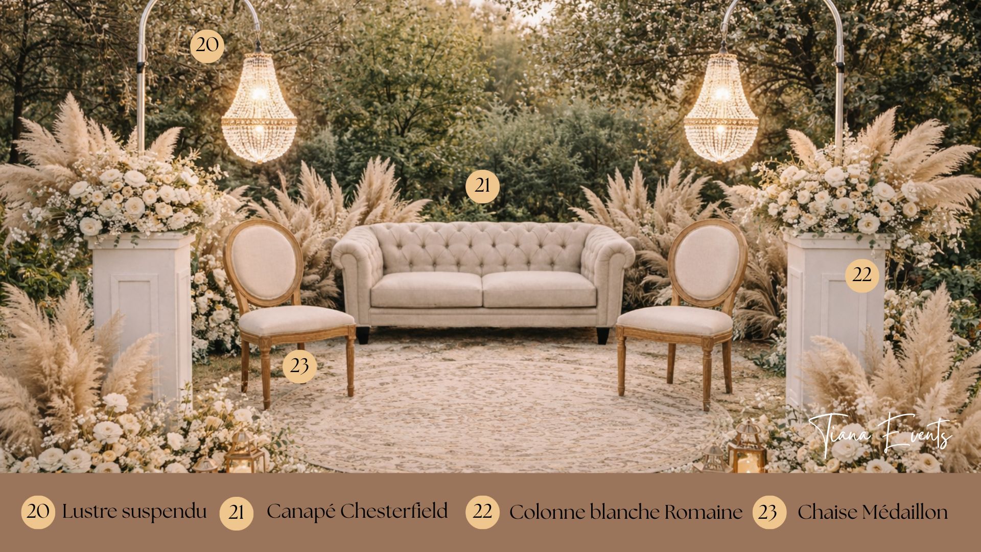 canapé chesterfield et chaises medaillon location